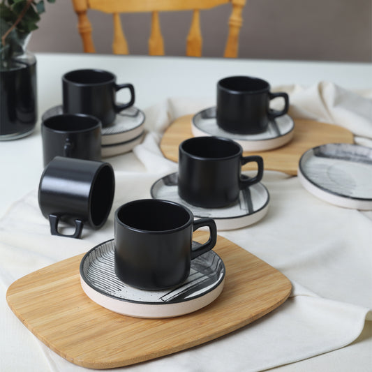 Shadowy Stackable Tea Set 12 Pieces for 6 People