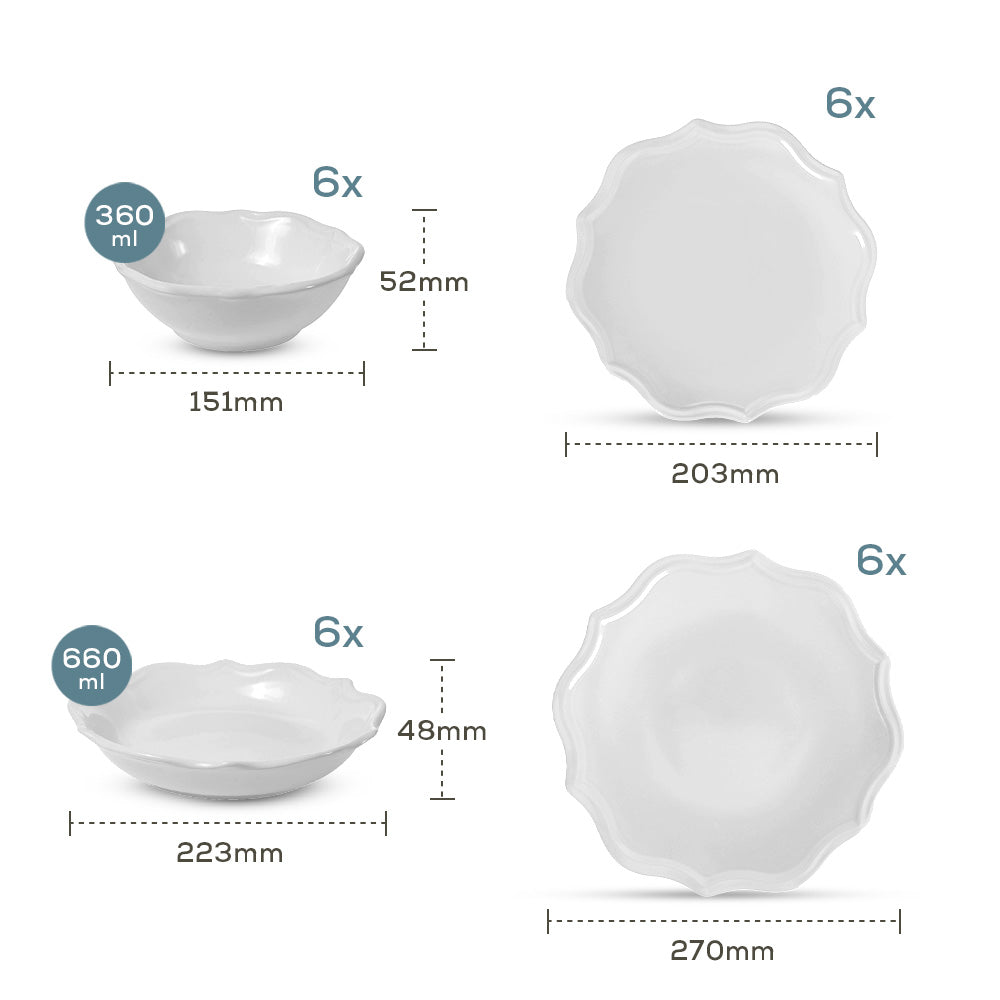 White Gold Netted Romeo Dinner Set 24 Pieces for 6 People