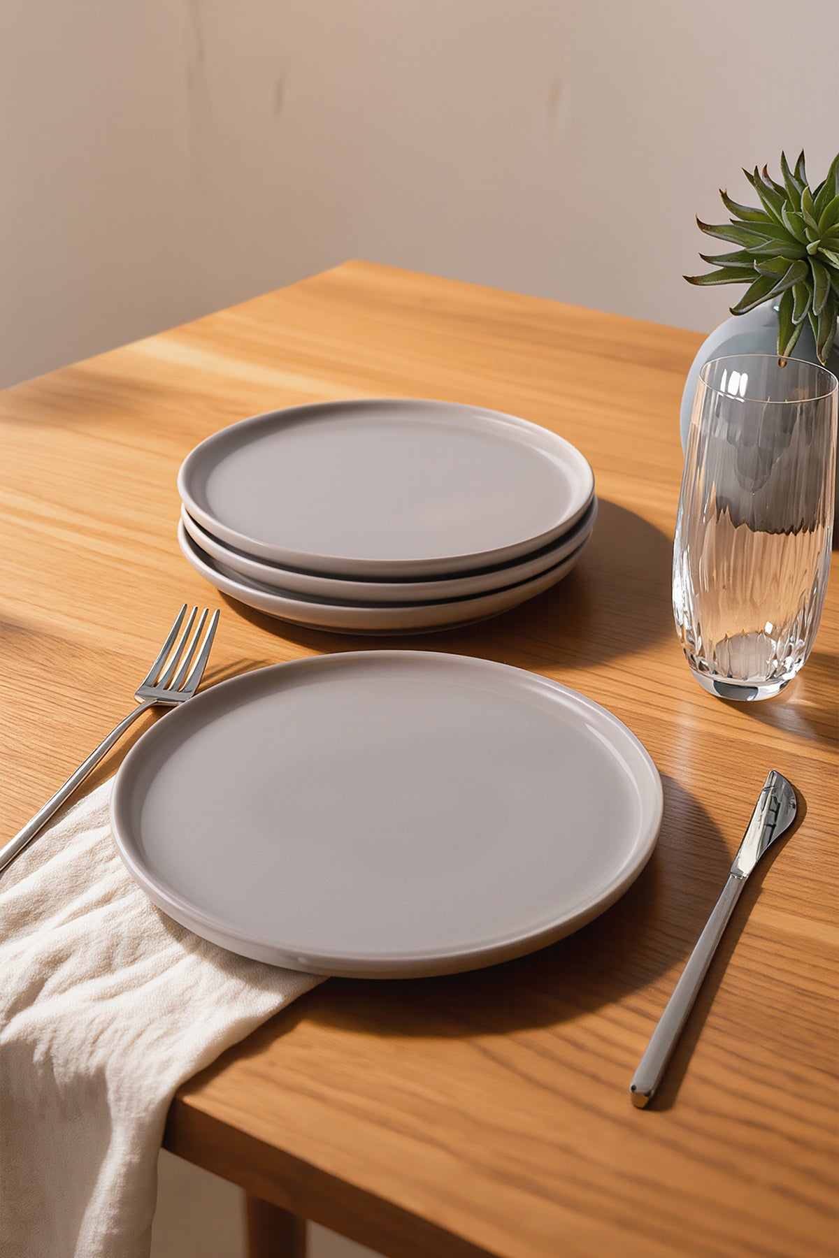 Matte Grey Nordic Plate 22 cm 4 Pieces