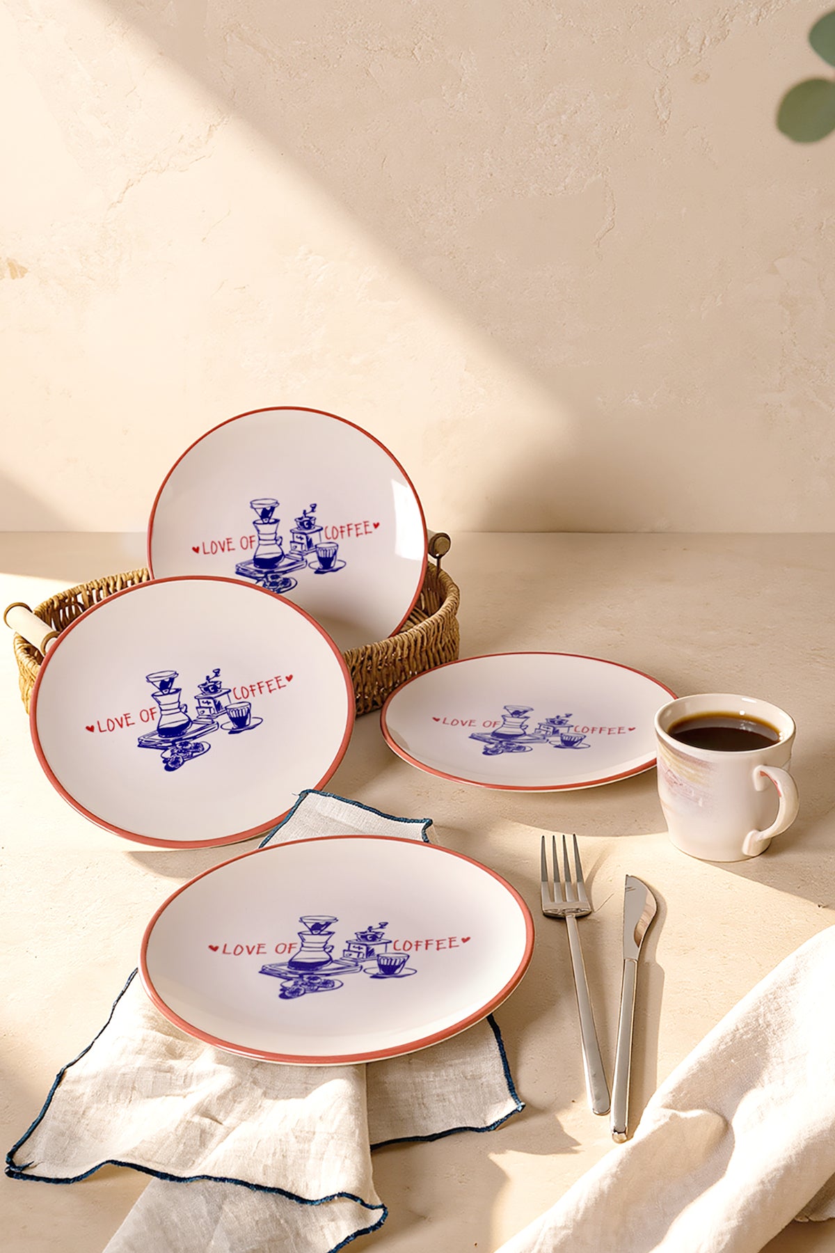 Love Of Coffee Plate 20 cm 4 Pieces