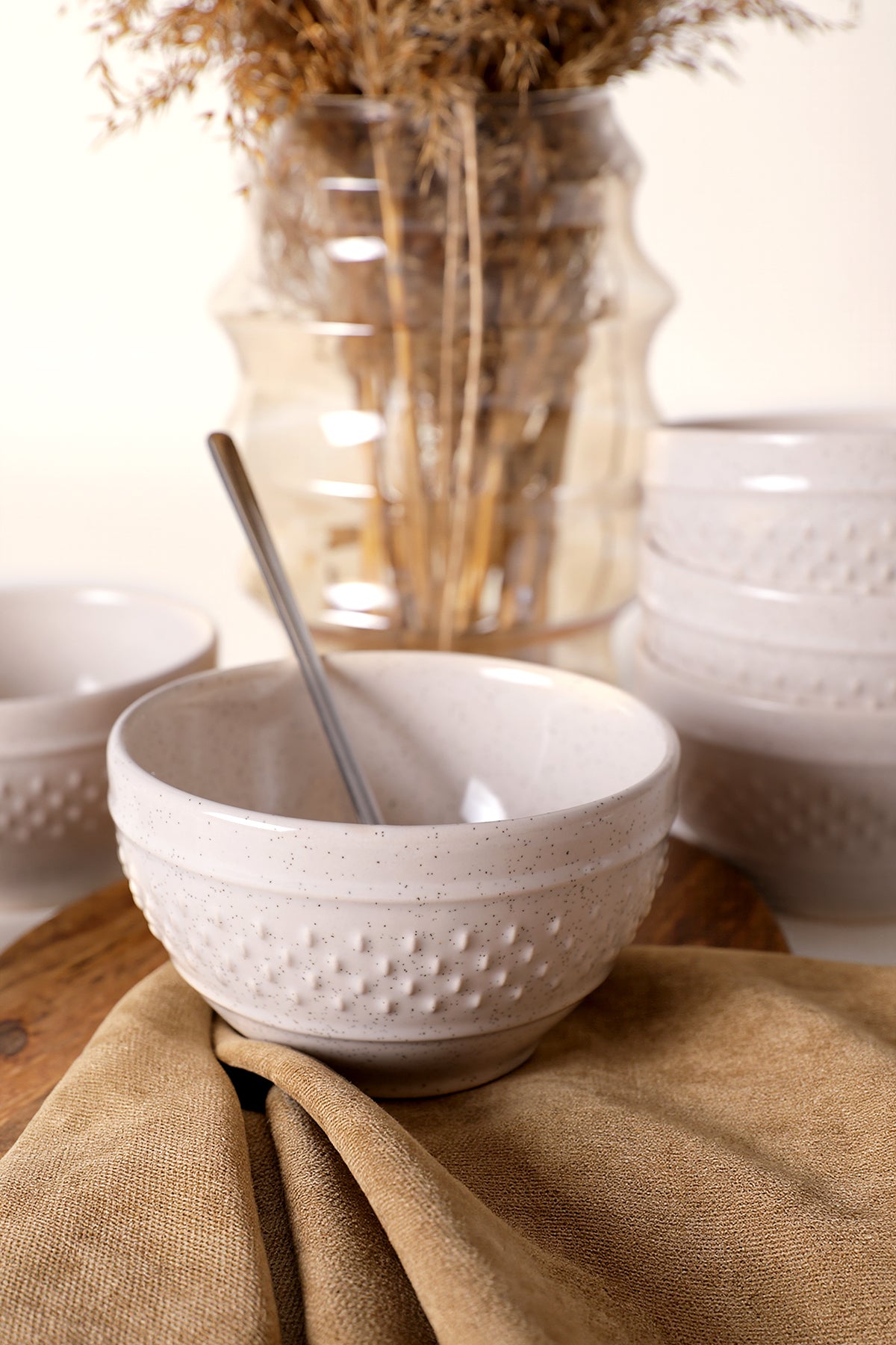 Reactive Cream Rice Bowl 11 cm 6 Pieces