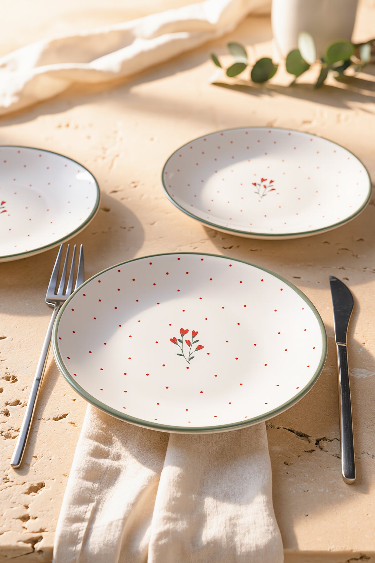 Red Bloom Dessert Plate 20 cm 4 Pieces
