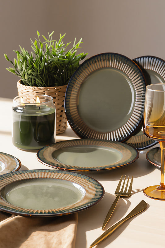 Reactive Green Line Cake Plate 21 cm 6 Pieces