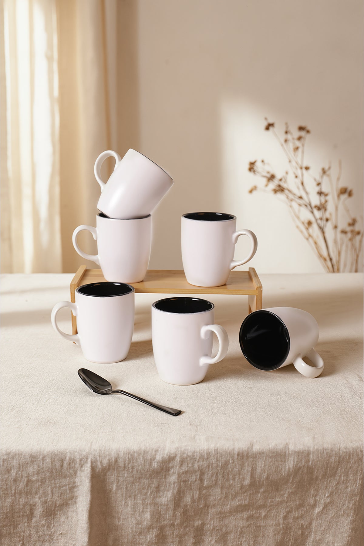 Matte White / Black Cloud Mug 9 cm 6 Pieces