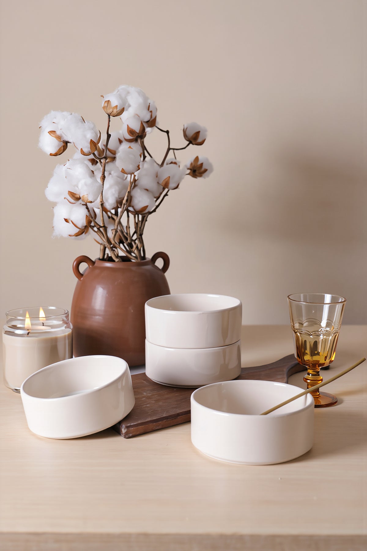 Cream Stackable Bowl 14 Cm 4 Pieces