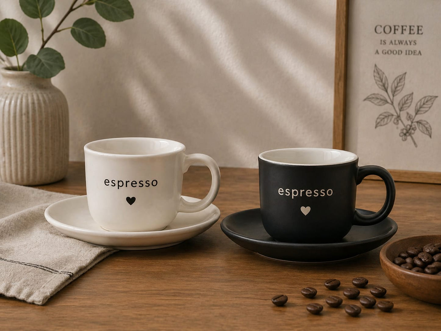 Mono 2-Person Espresso Cup Set - White/Black
