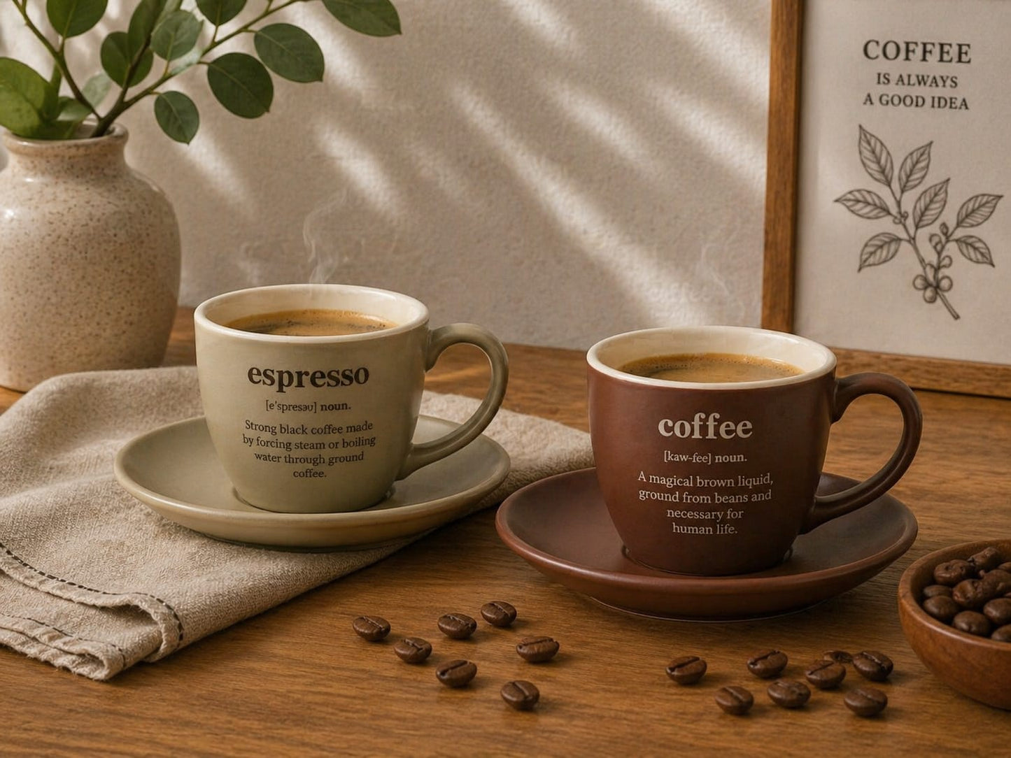 Earth 2-Person Espresso Cup Set - Brown/Khaki