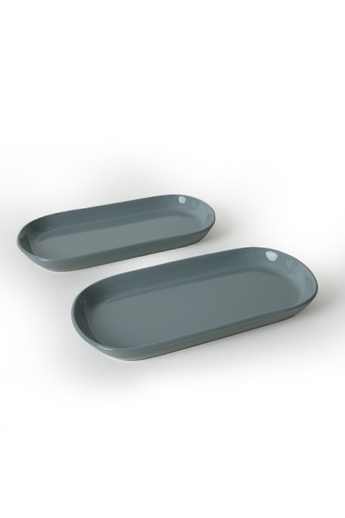 Green Noyan Boat-Shaped Plate 28 cm, 2 Pieces