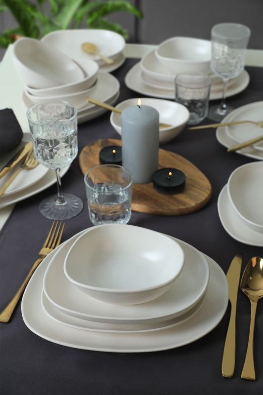 Tetra Matte White Dinner Set 24 Pieces for 6 People