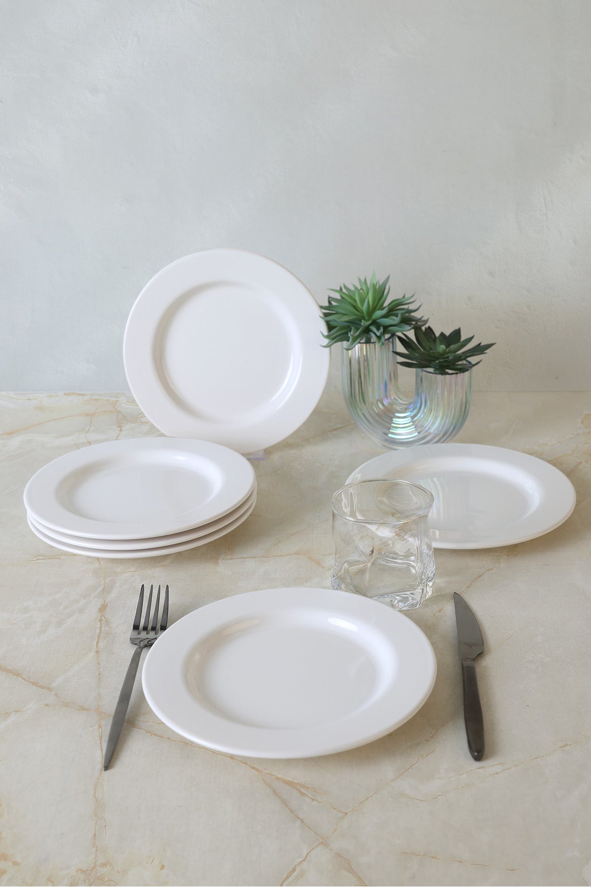 White Assos Dessert Plate, 22 cm, 6 Pieces