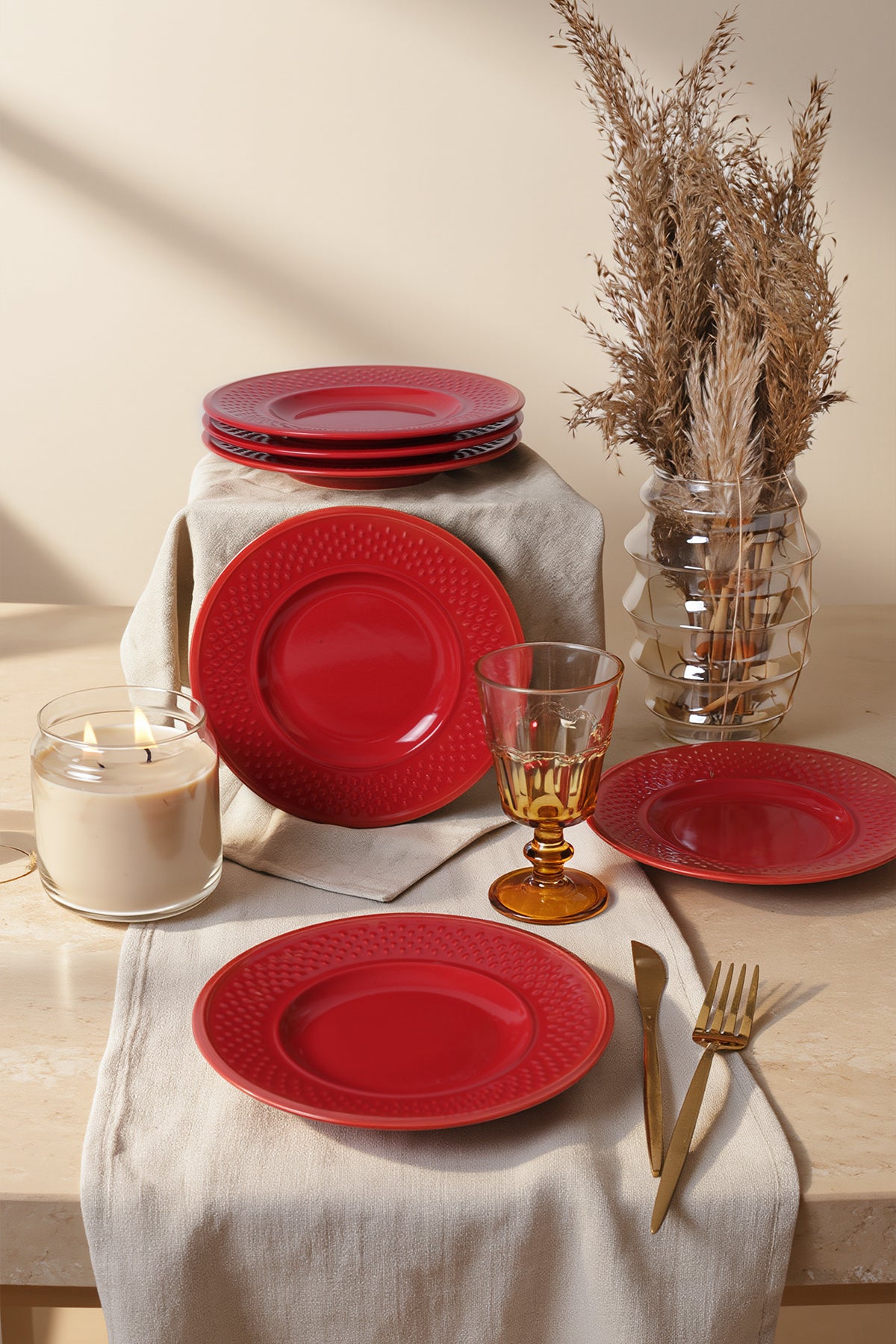 Red Rice Pasta Plate 21 cm 6 Pieces