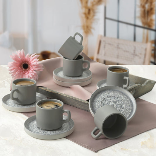 Stone Stackable Tea Set 12 Pieces for 6 People