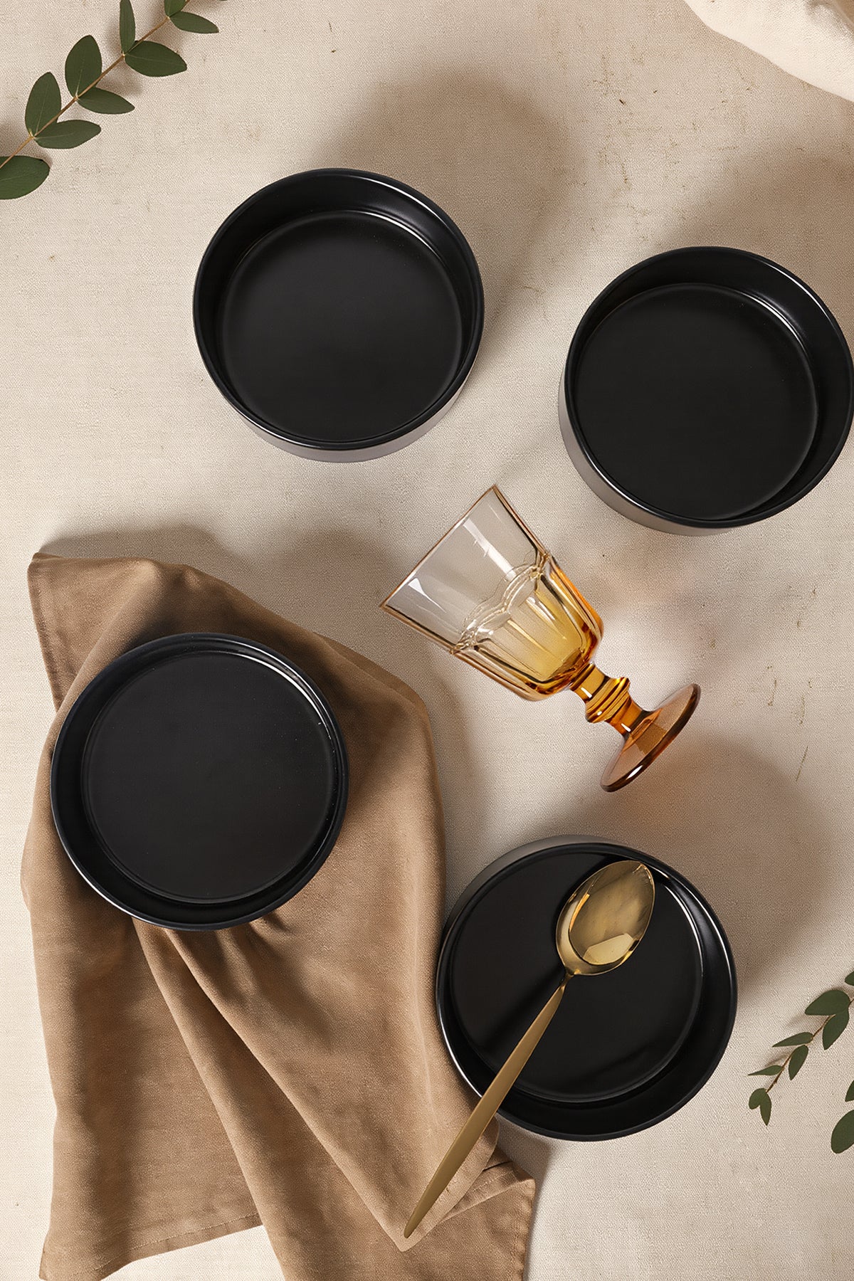 Matte Black Stackable Bowl 14 cm 4 Pieces
