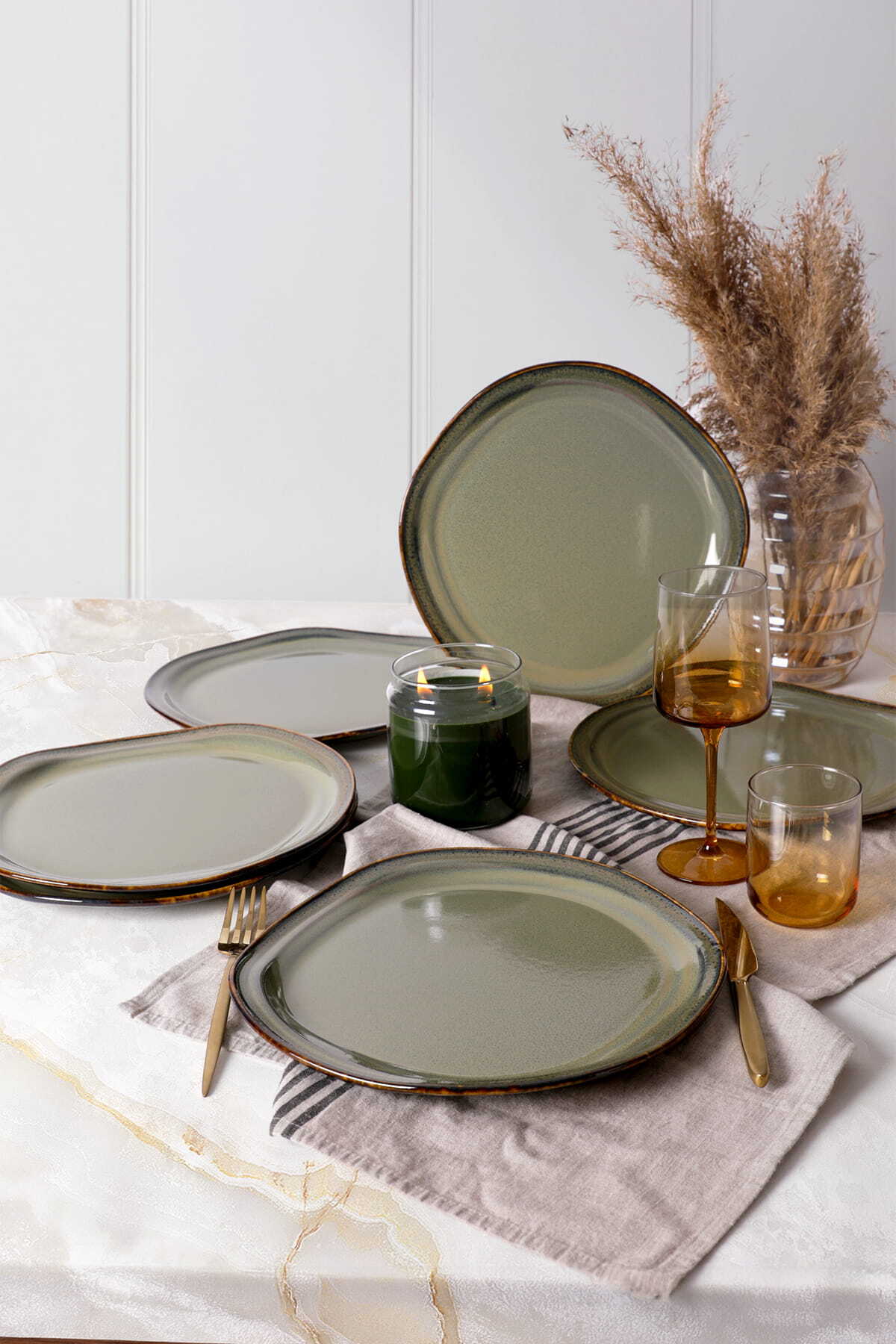 Reactive Green Bloom Serving Plate 29 cm 6 Pieces