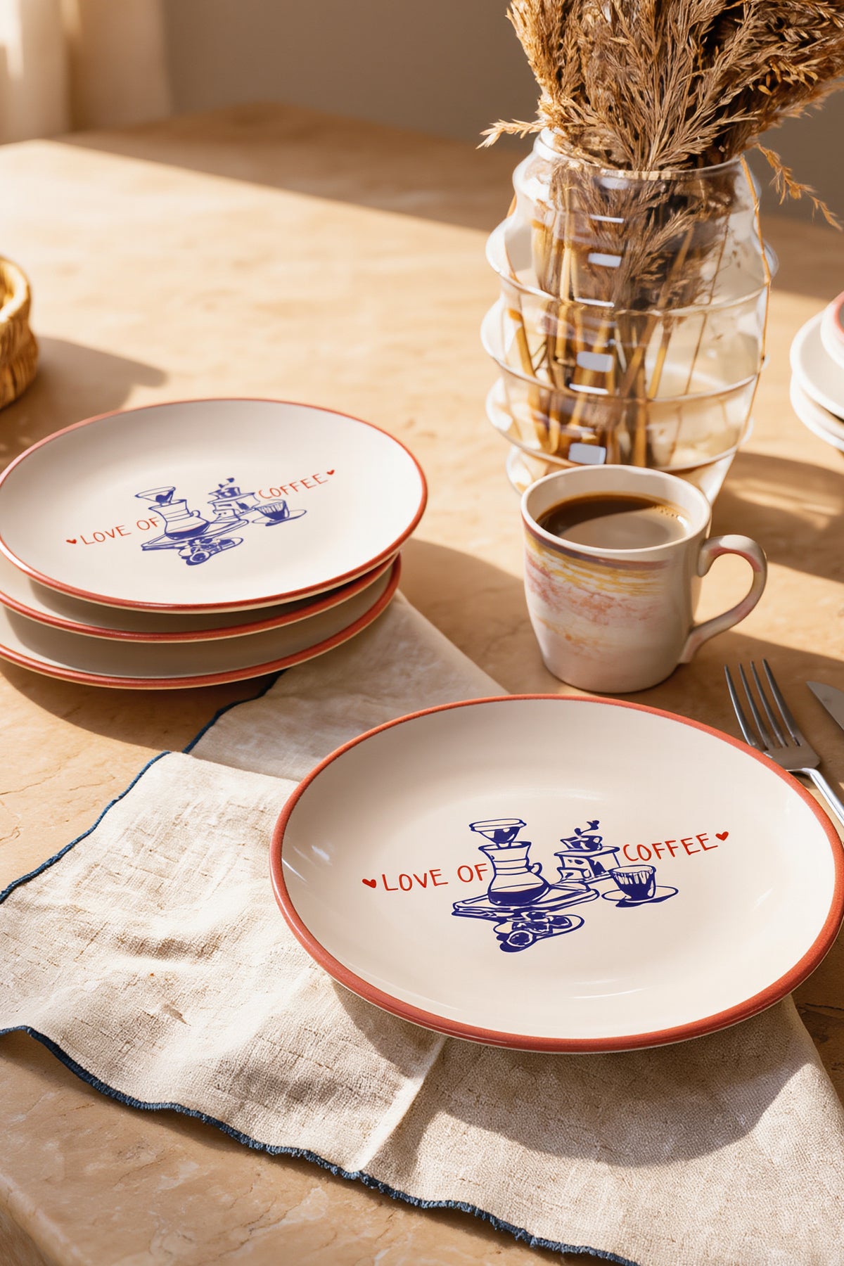 Love Of Coffee Plate 20 cm 4 Pieces
