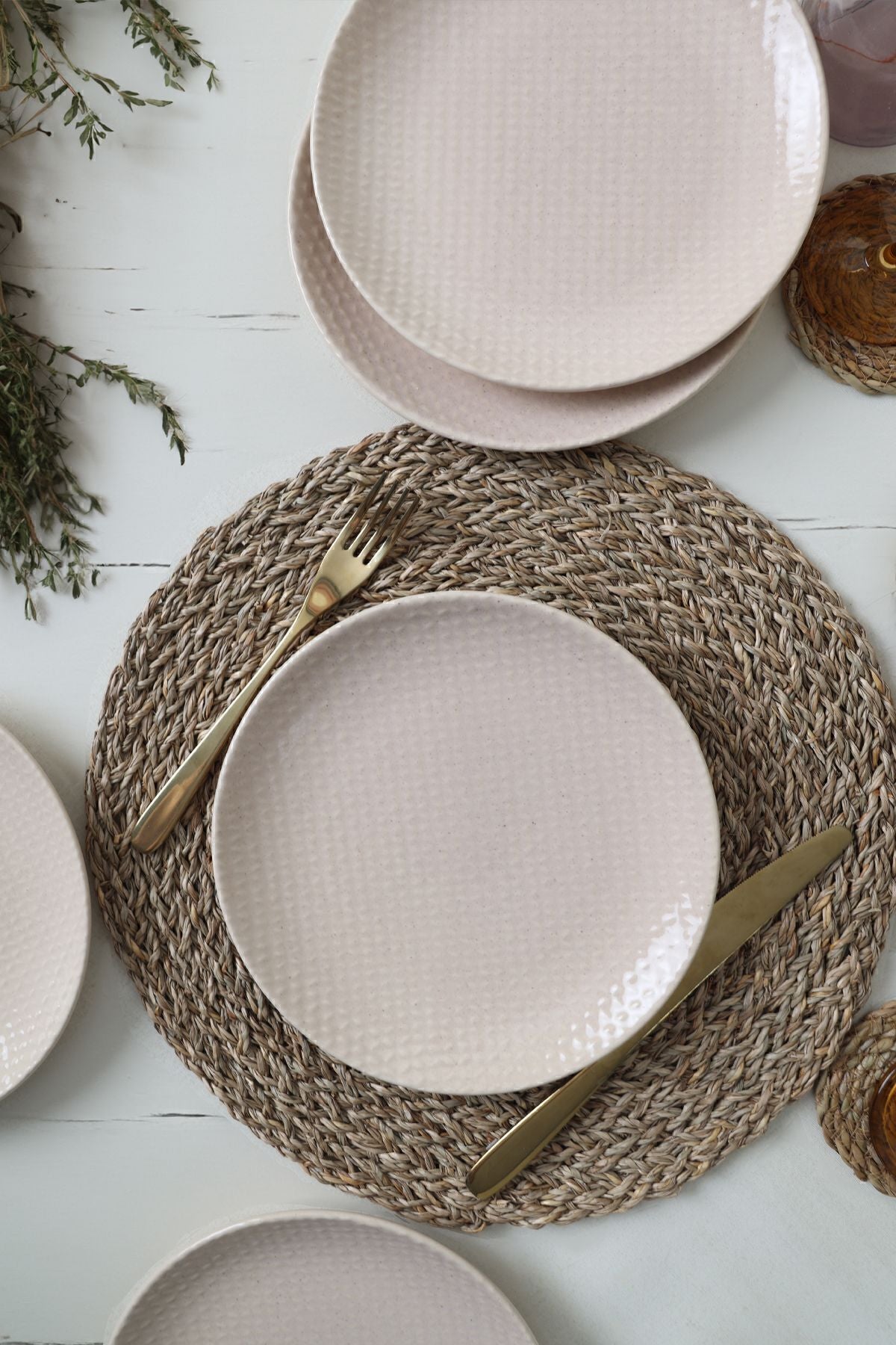 Sandy Cream Relief Cake Plate 21 cm 6 Pieces