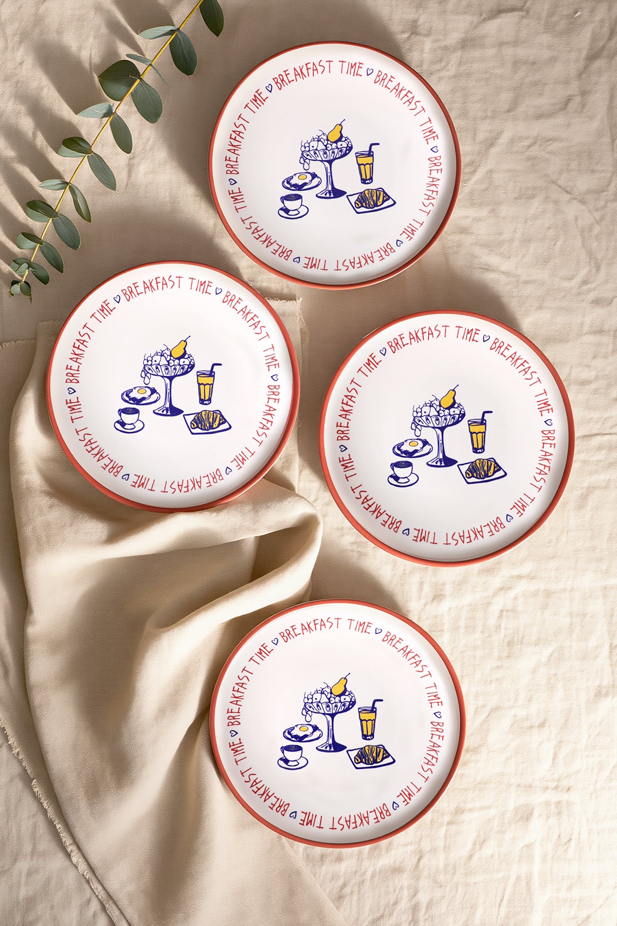 Breakfast Time Plate 20 cm 4 Pieces