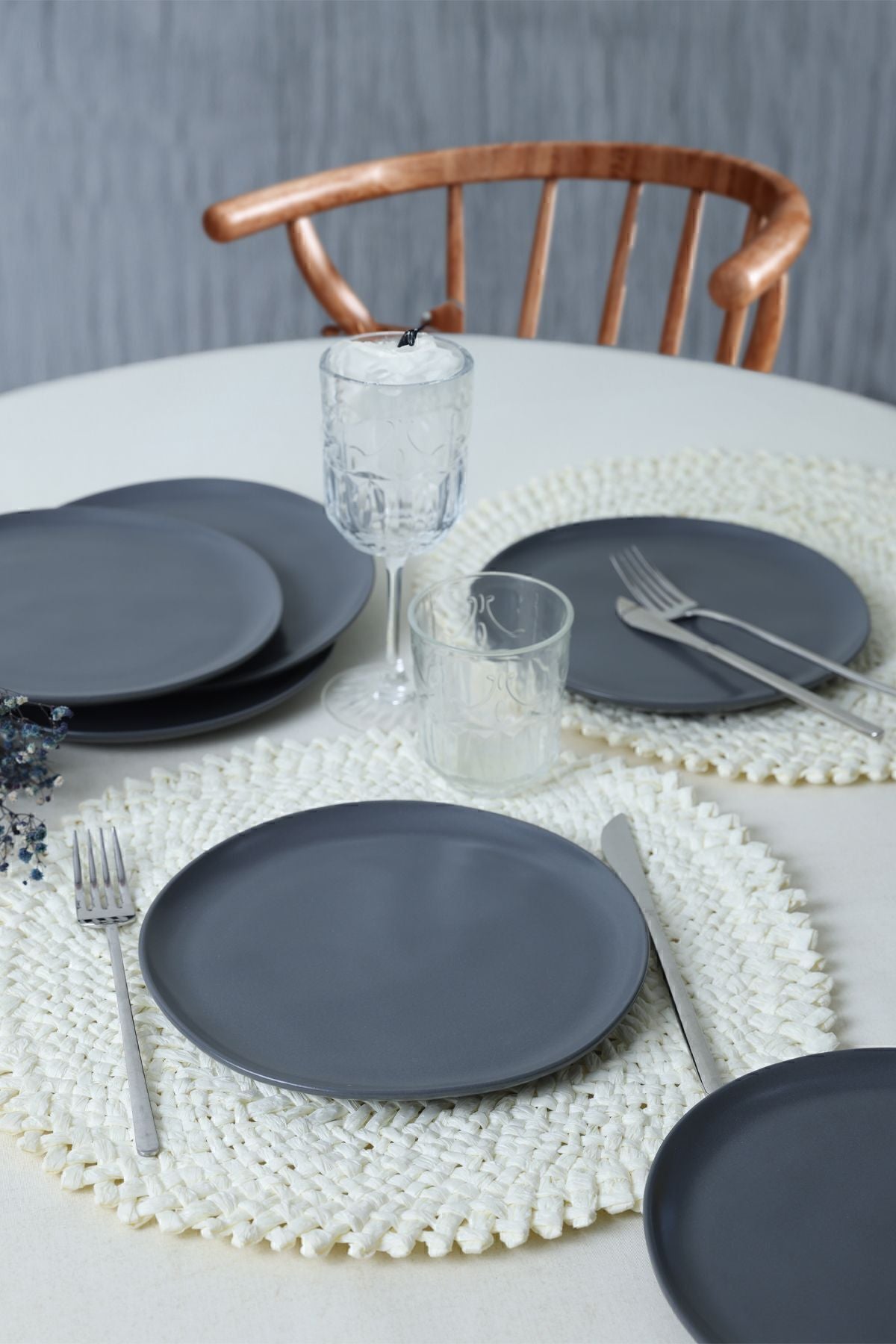 Matte Gray Sardes Cake Plate 22 Cm 6 Pieces