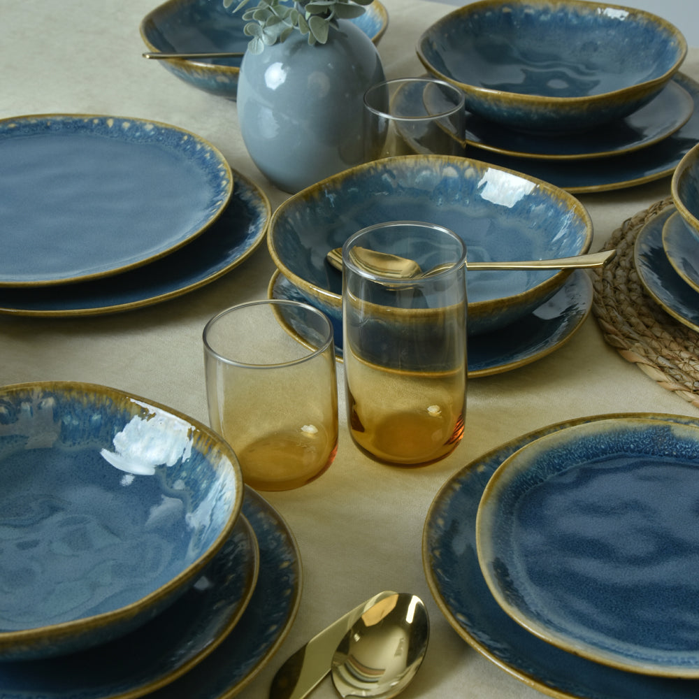 Shizen Blue Organic Dinner Set 18 Pieces for 6 People