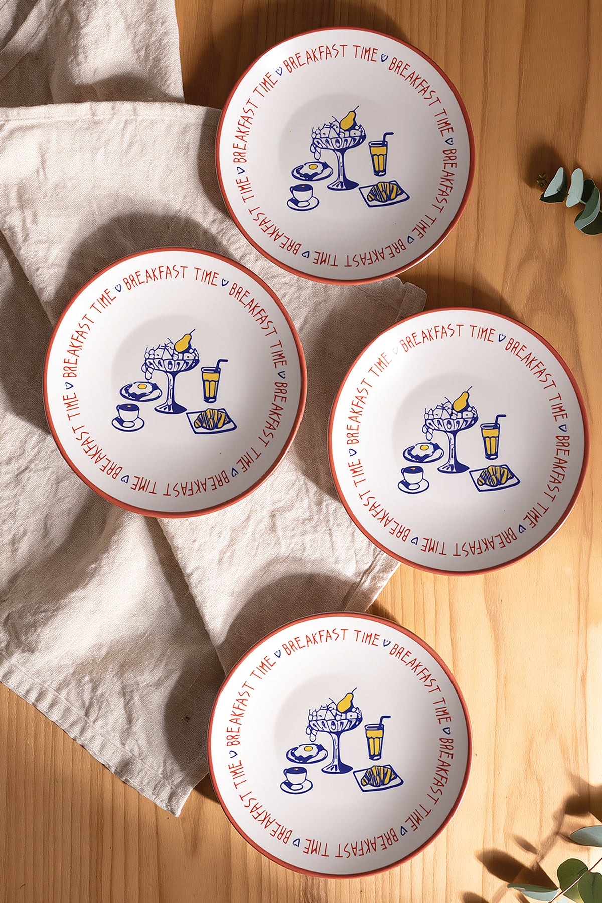 Breakfast Time Plate 20 cm 4 Pieces