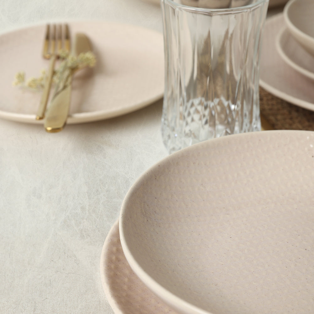 Sand Cream Relief Dinner Set 18 Pieces for 6 People