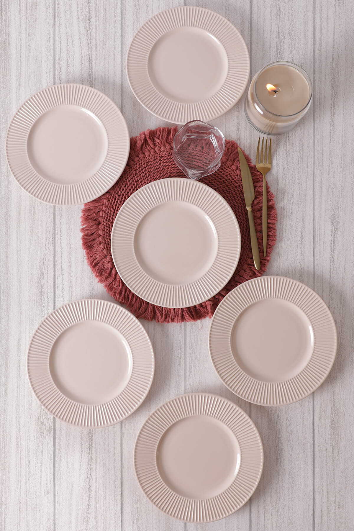 Cream Myra Pasta Plate 22 cm 6 Pieces