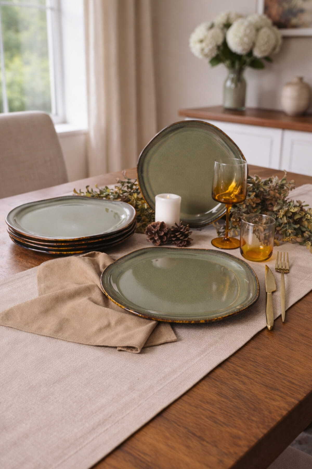 Reactive Green Bloom Serving Plate 29 cm 6 Pieces