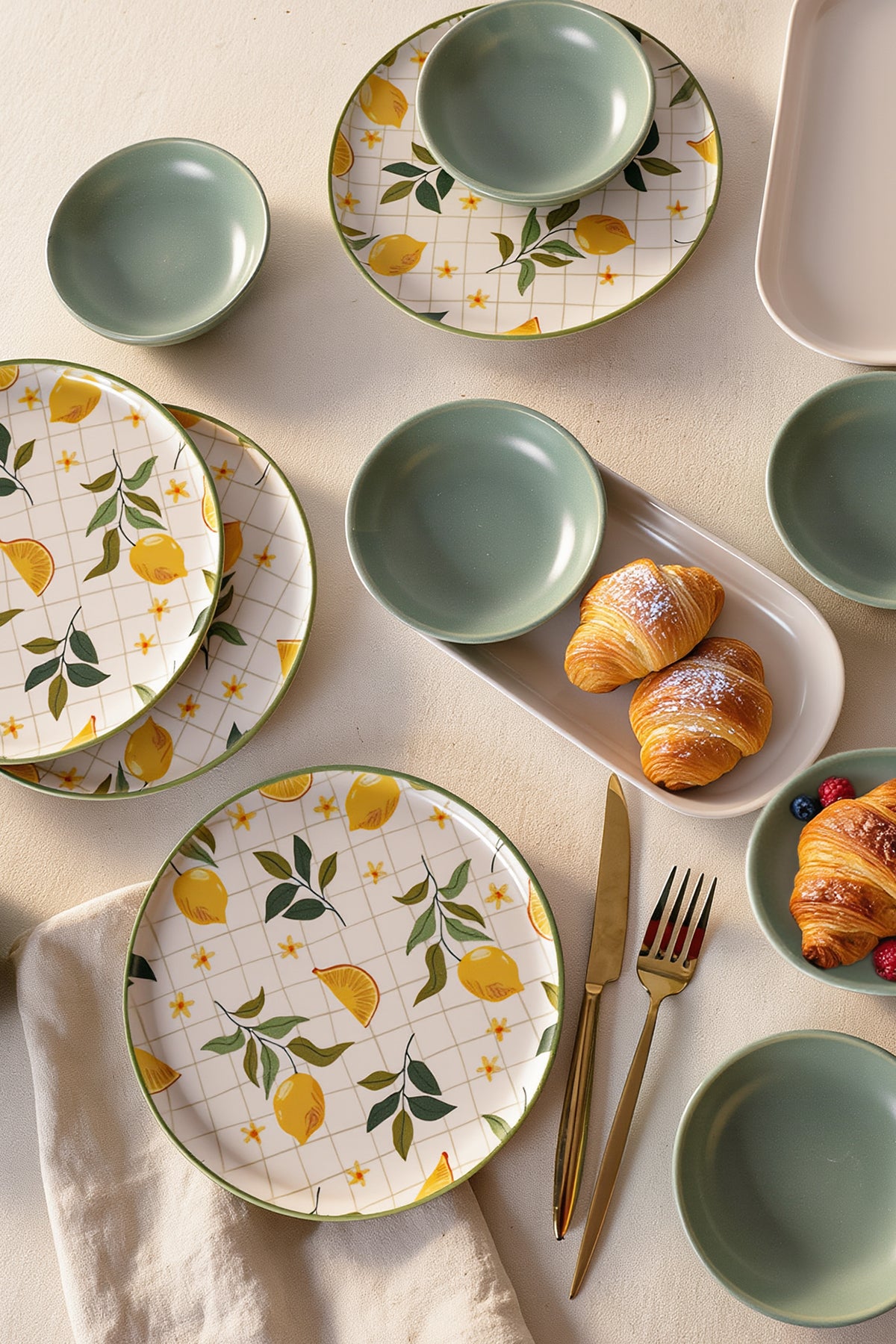 Lemon Breakfast Set, 12 Pieces, for 4 People