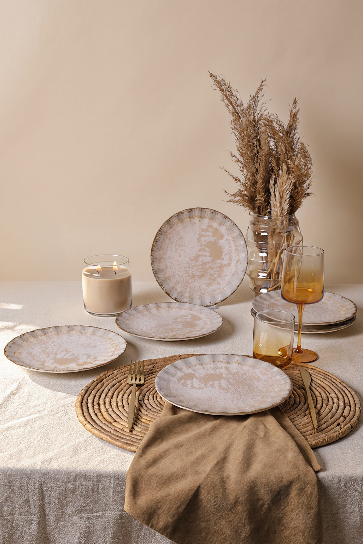 Vintage Cream Sirius Pasta Plate 22 cm 6 Pieces