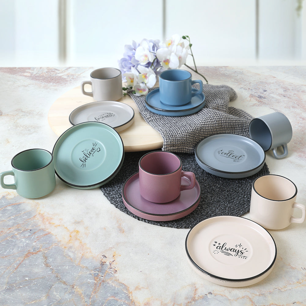 Rainbow Motto Stackable Tea Set 12 Pieces for 6 People