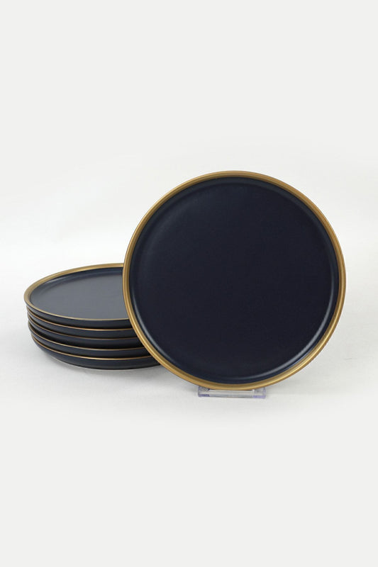 Nordic Gold Matte Navy Blue Cake Plate, 22 cm, 6 Pieces