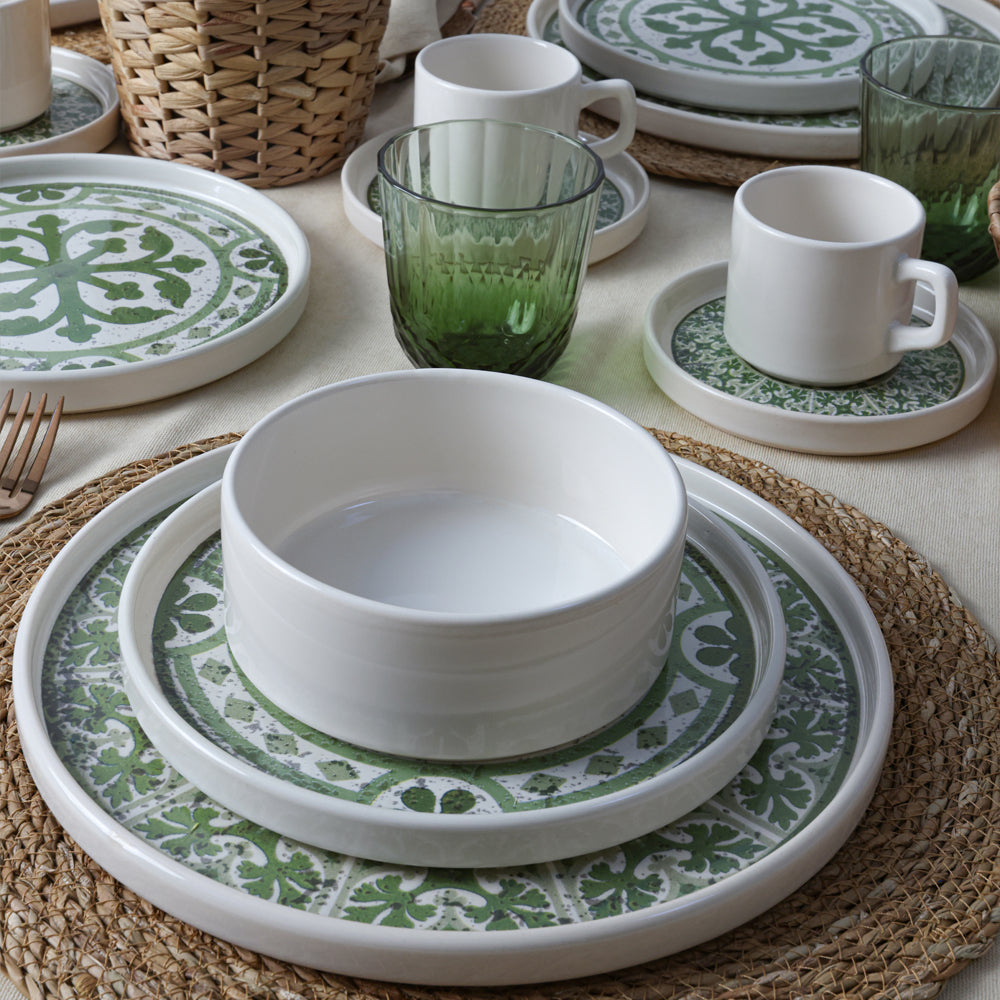Timeless Green Stackable Dinner/Breakfast Set 20 Pieces for 4 People