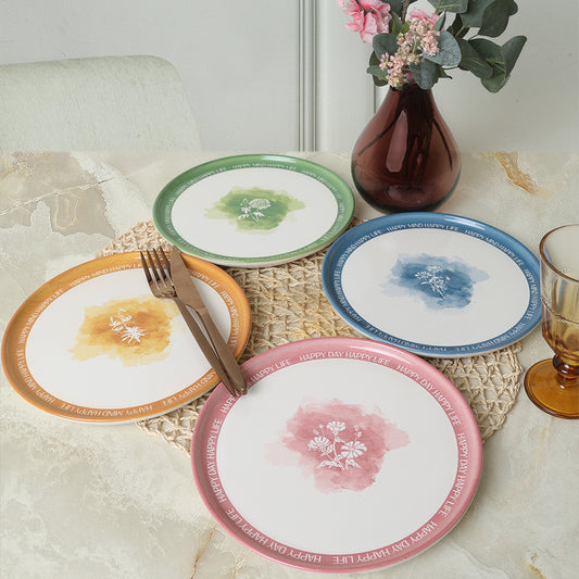 Flowers Motto Nordic Cake Plate 22 Cm 4 Pieces
