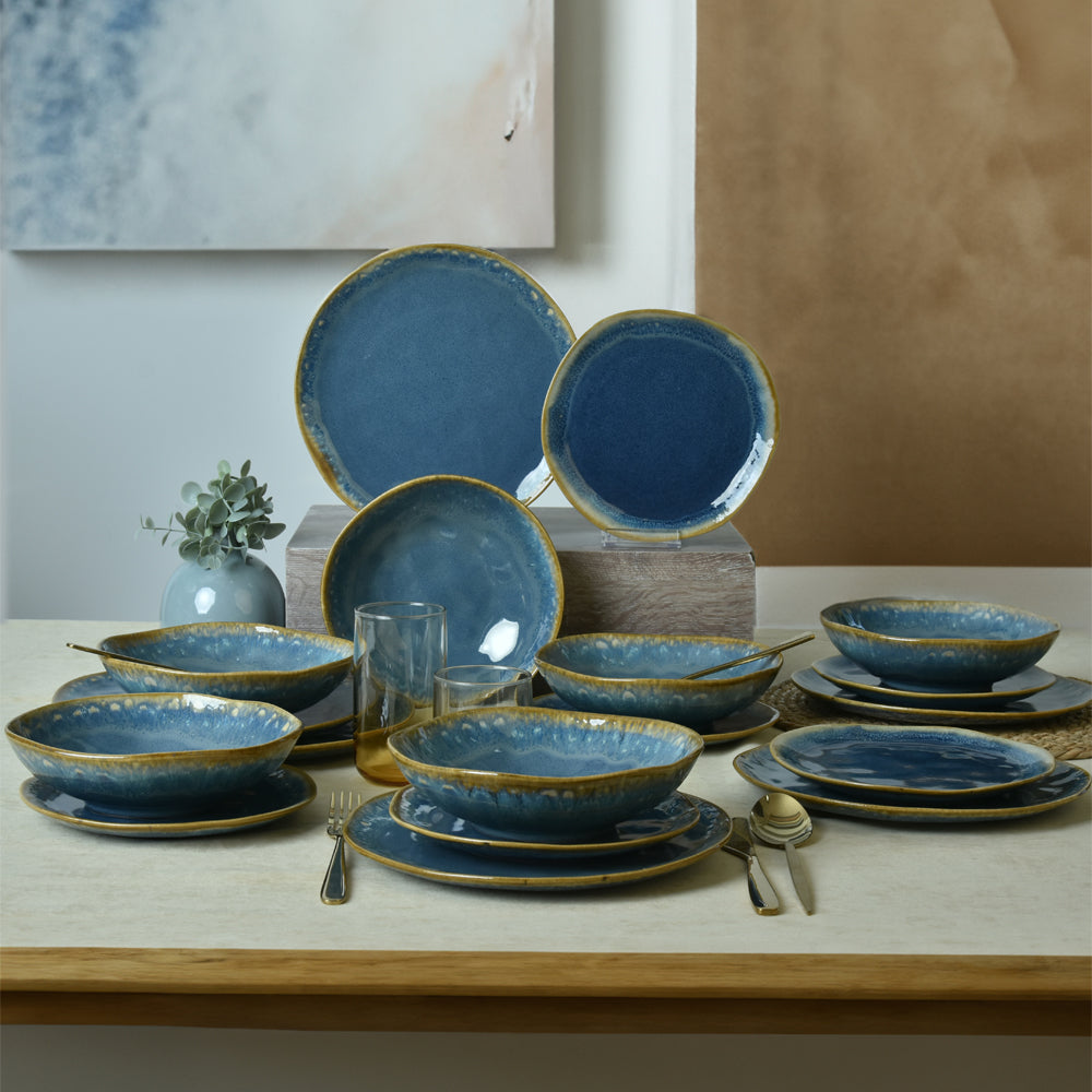 Shizen Blue Organic Dinner Set 18 Pieces for 6 People