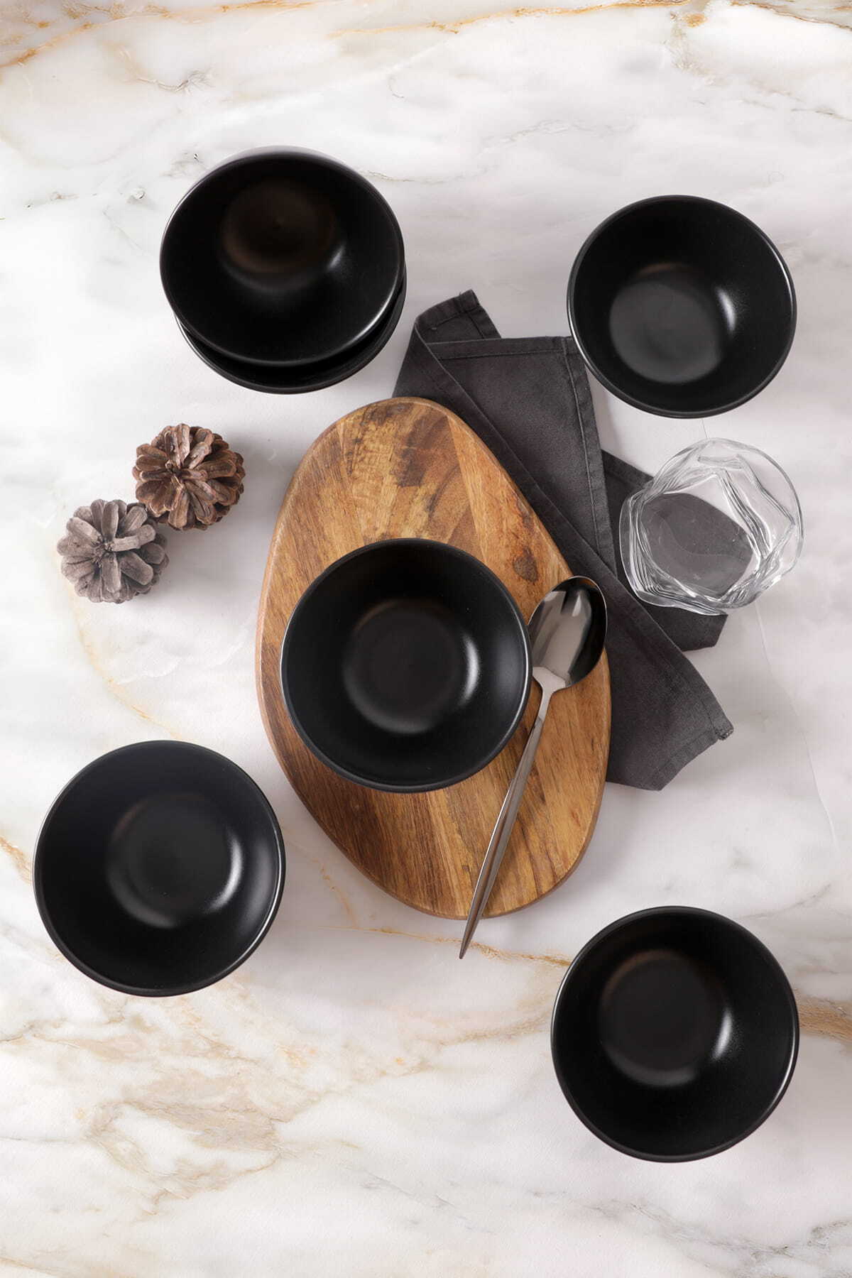 Matte Black Kera Bowl 12 cm 6 Pieces