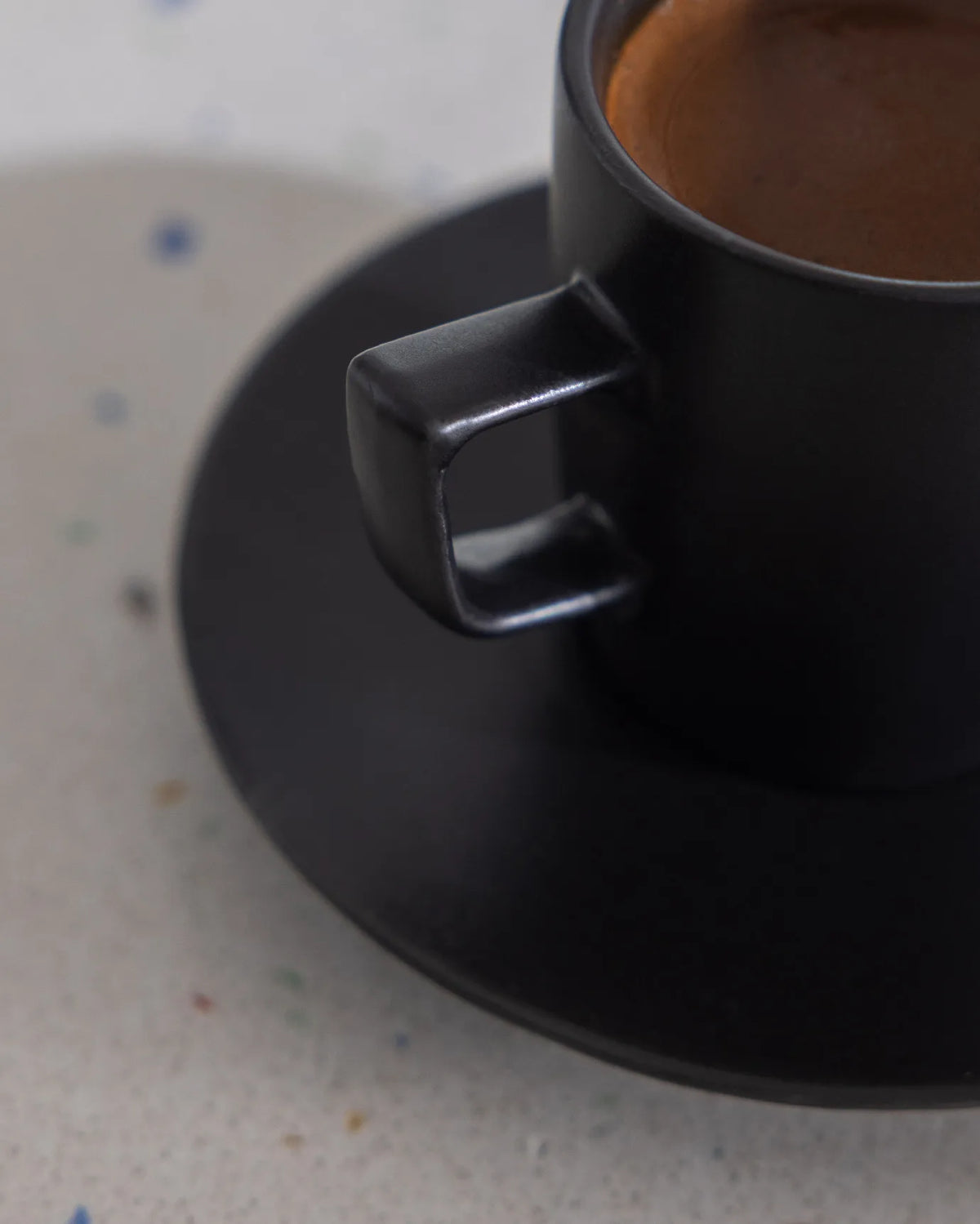 Rain Matte Porcelain Coffee Cup 6 Person Set – Black