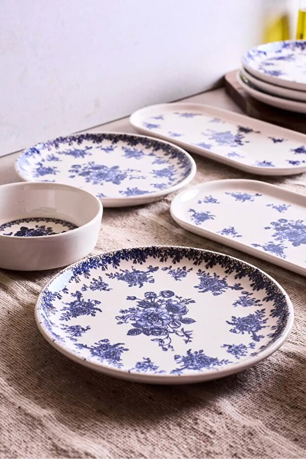 Antique Blue 10-Piece Breakfast Set for 4 People