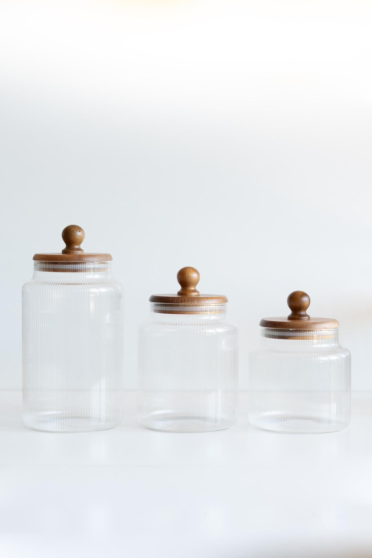 Ball Acacia Ribbed Glass Jar