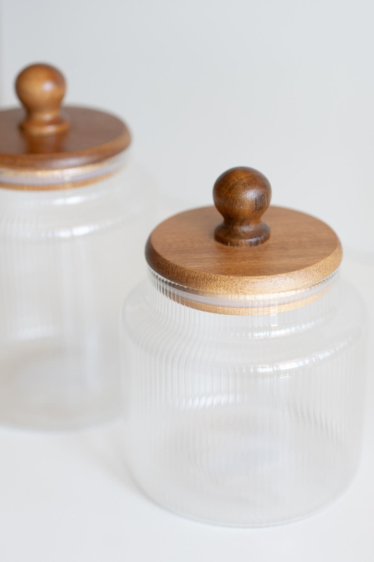 Ball Acacia Ribbed Glass Jar