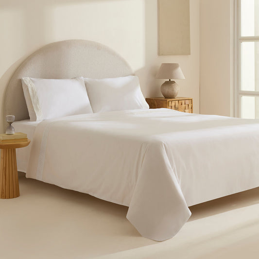 Calisse Guipure Double Duvet Cover Set White