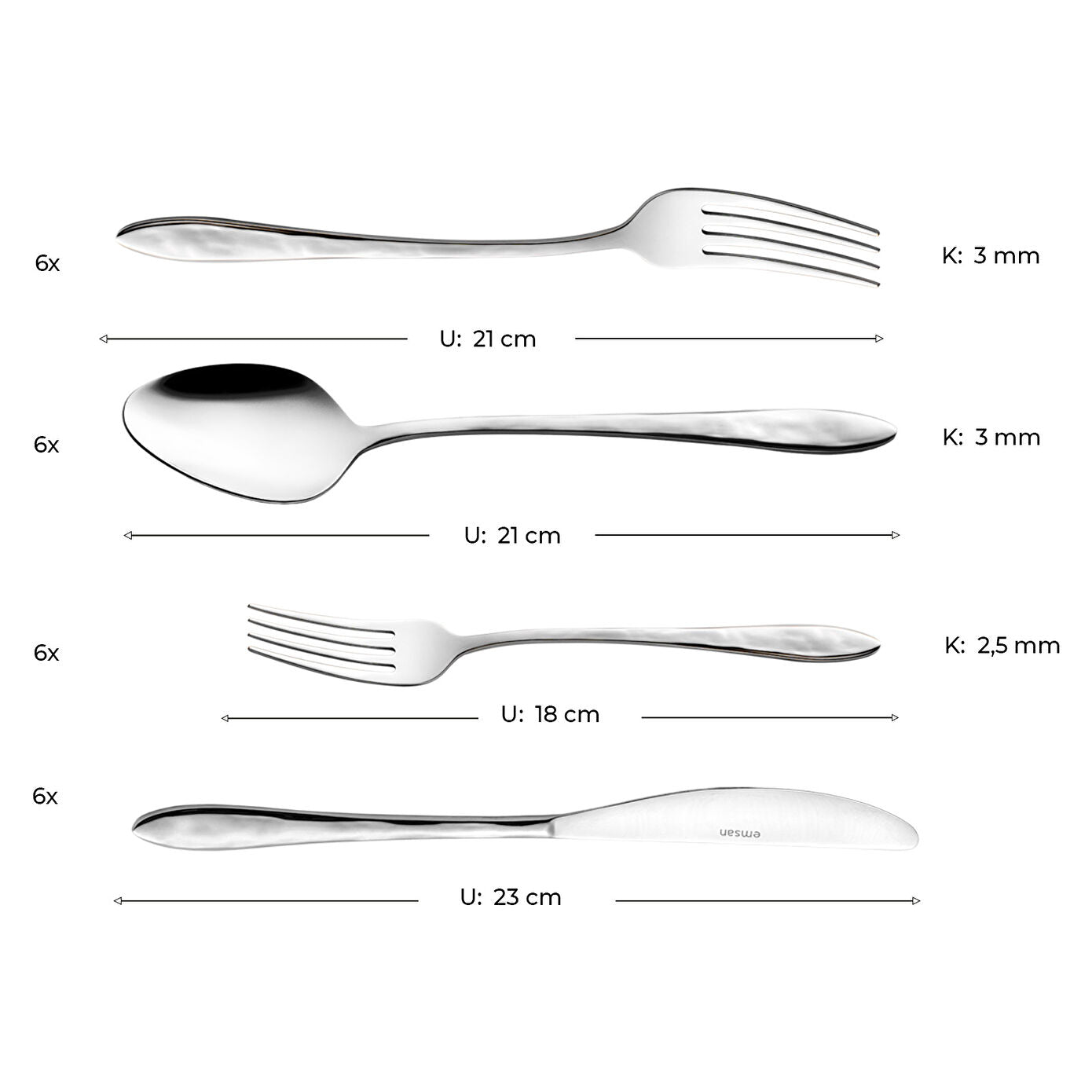 Akasya 24 Piece Boxed Cutlery Set