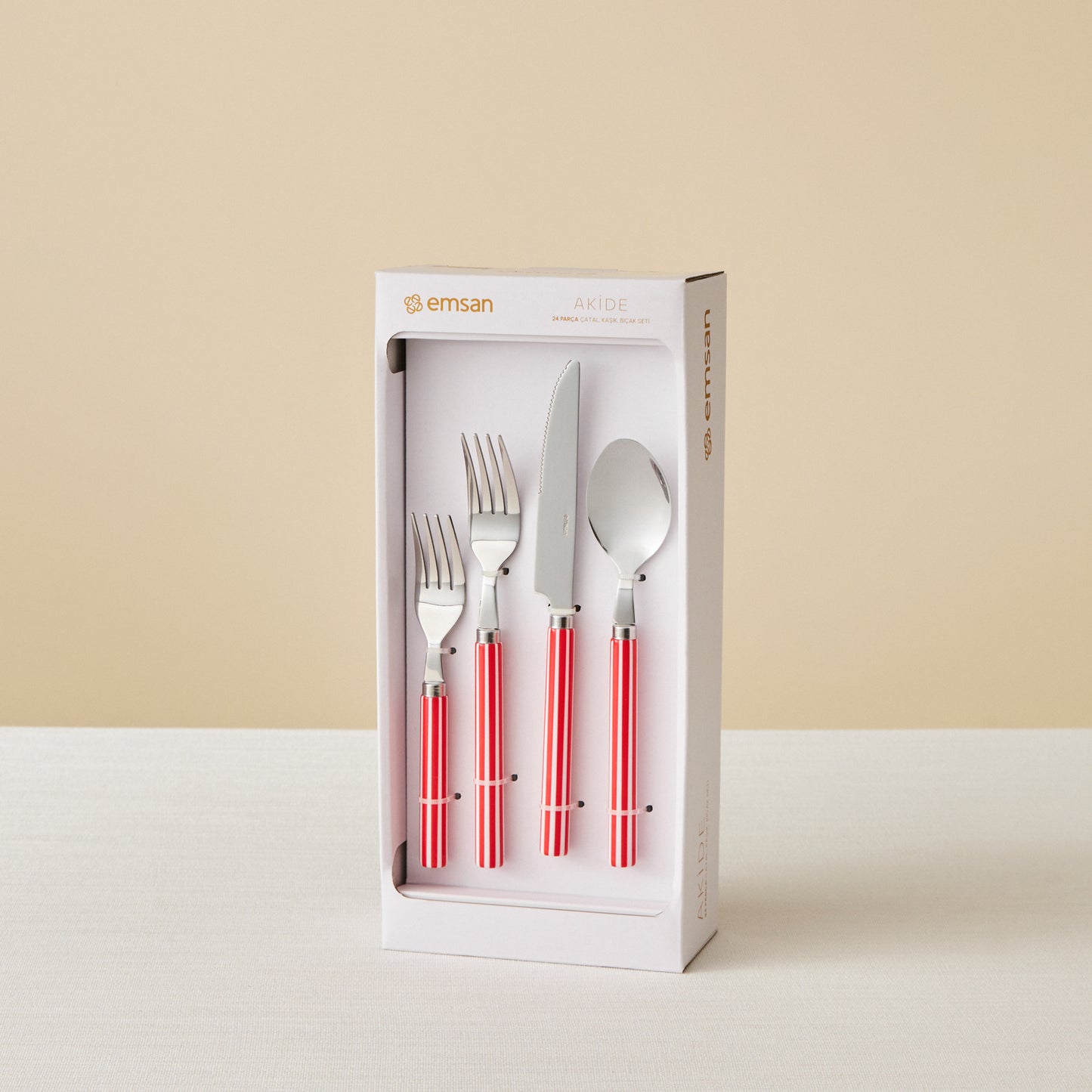 Emsan Akide 24-Piece 6-Person Cutlery Set - Red