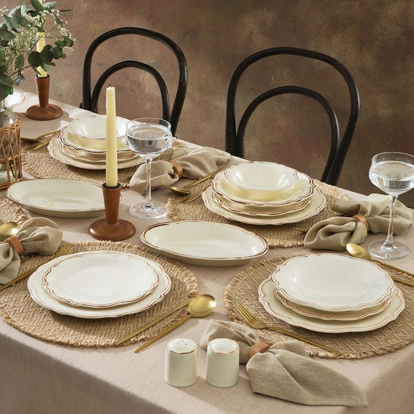 Emsan Antique 36 Piece Dinner Set for 8 People