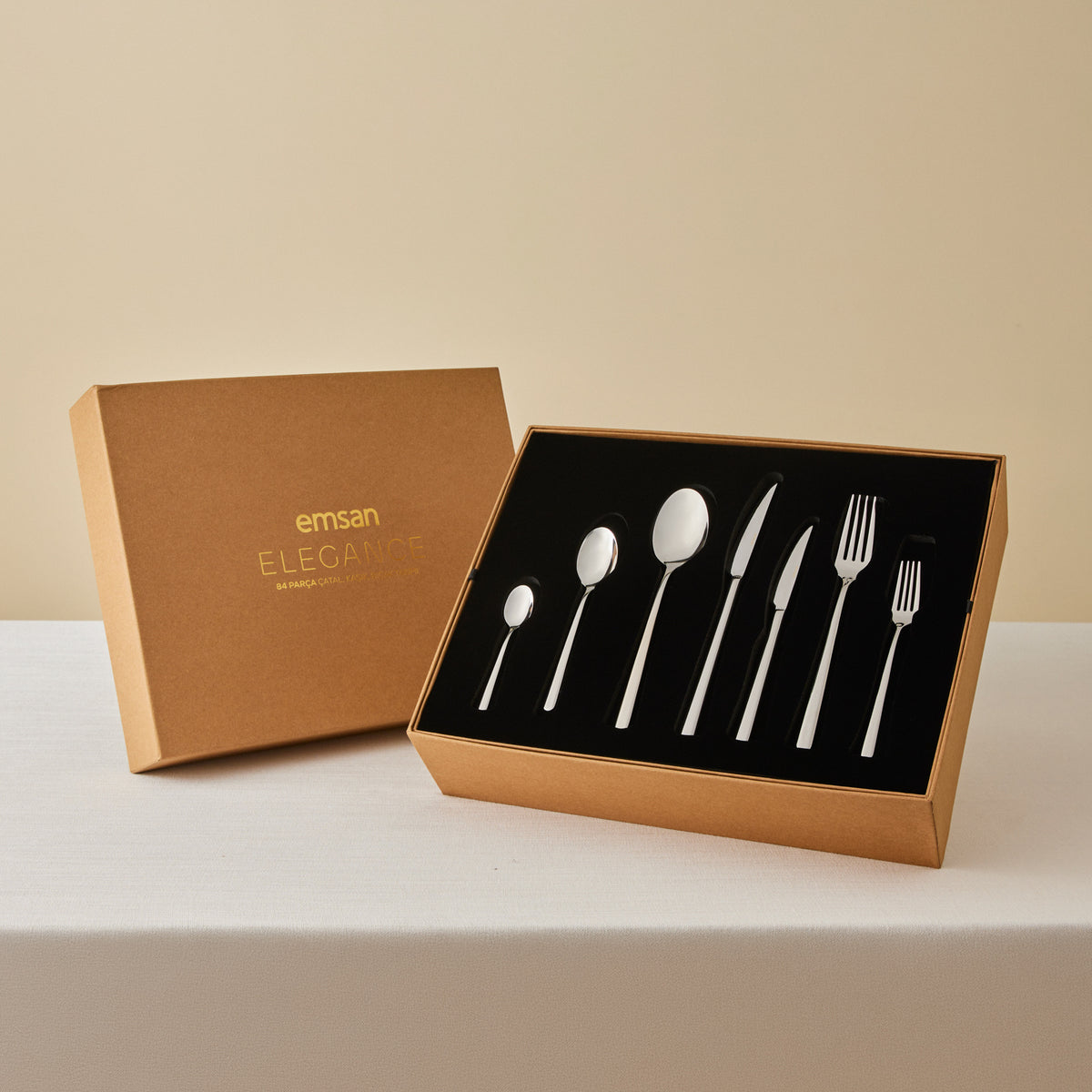 Emsan Boreas Platinum 12-Person 84-Piece Cutlery Set