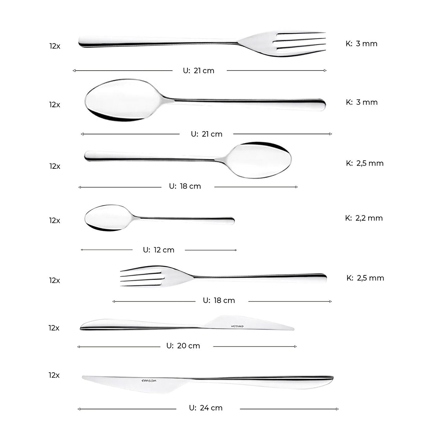 Elegance Bello 84 Piece Cutlery Set for 12 People in Luxury Box