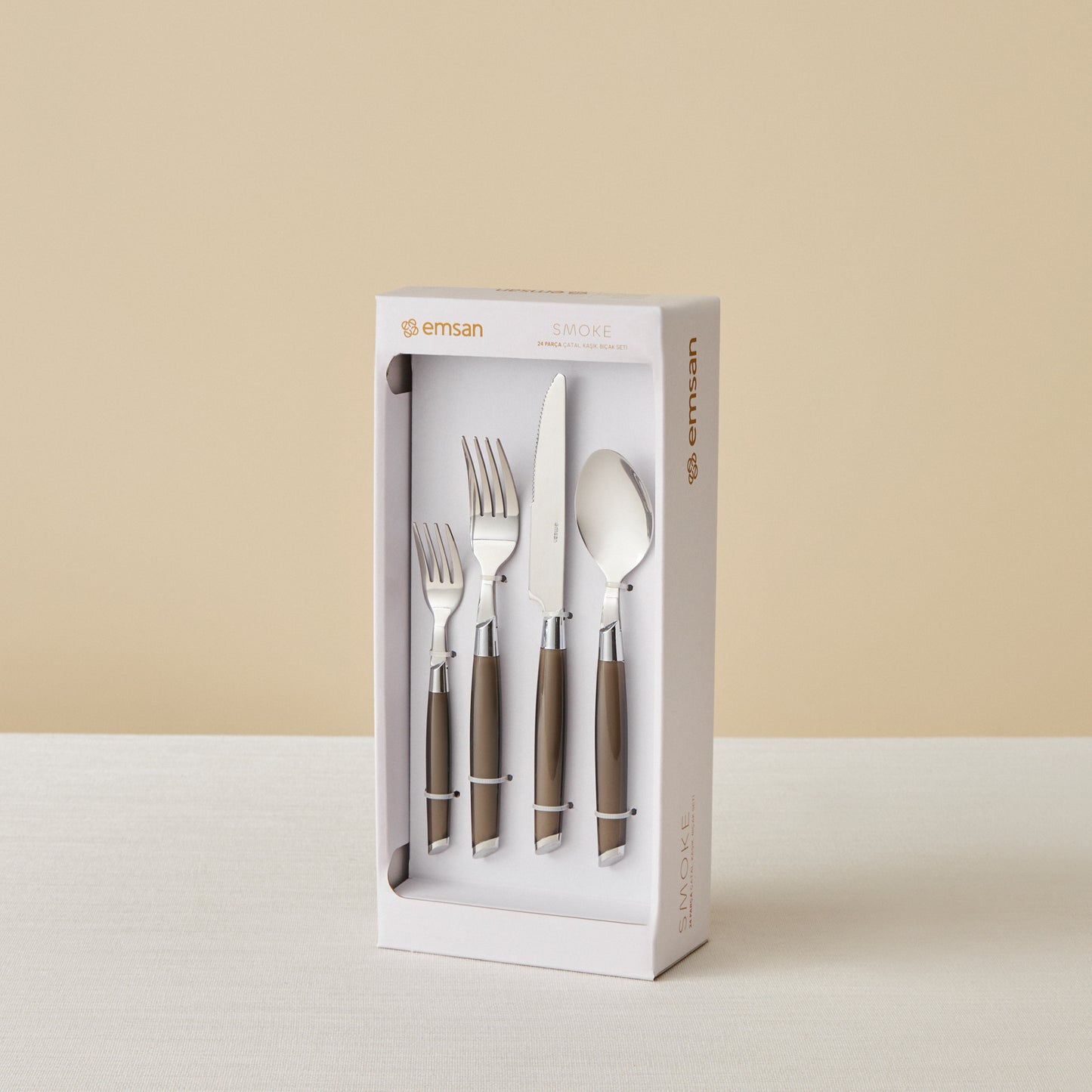 Emsan Smoke 24-Piece 6-Person Cutlery Set - Grey