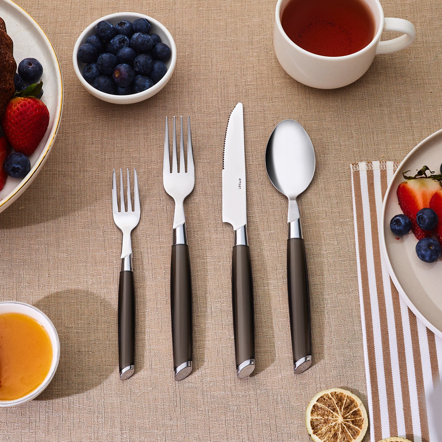 Emsan Smoke 24-Piece 6-Person Cutlery Set - Grey