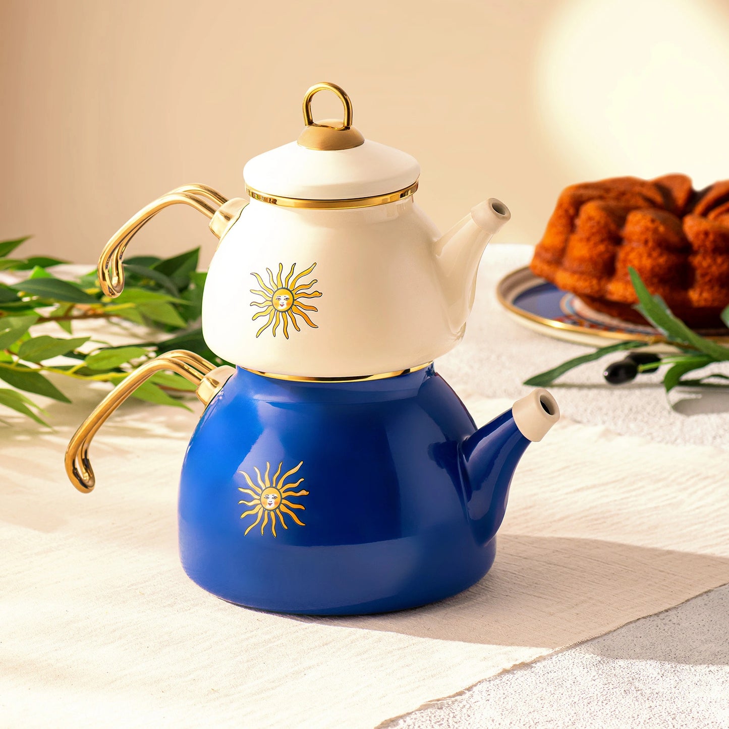 Emsan Solemar Enamel Midi Teapot Set 1.1 lt - 2.3 lt