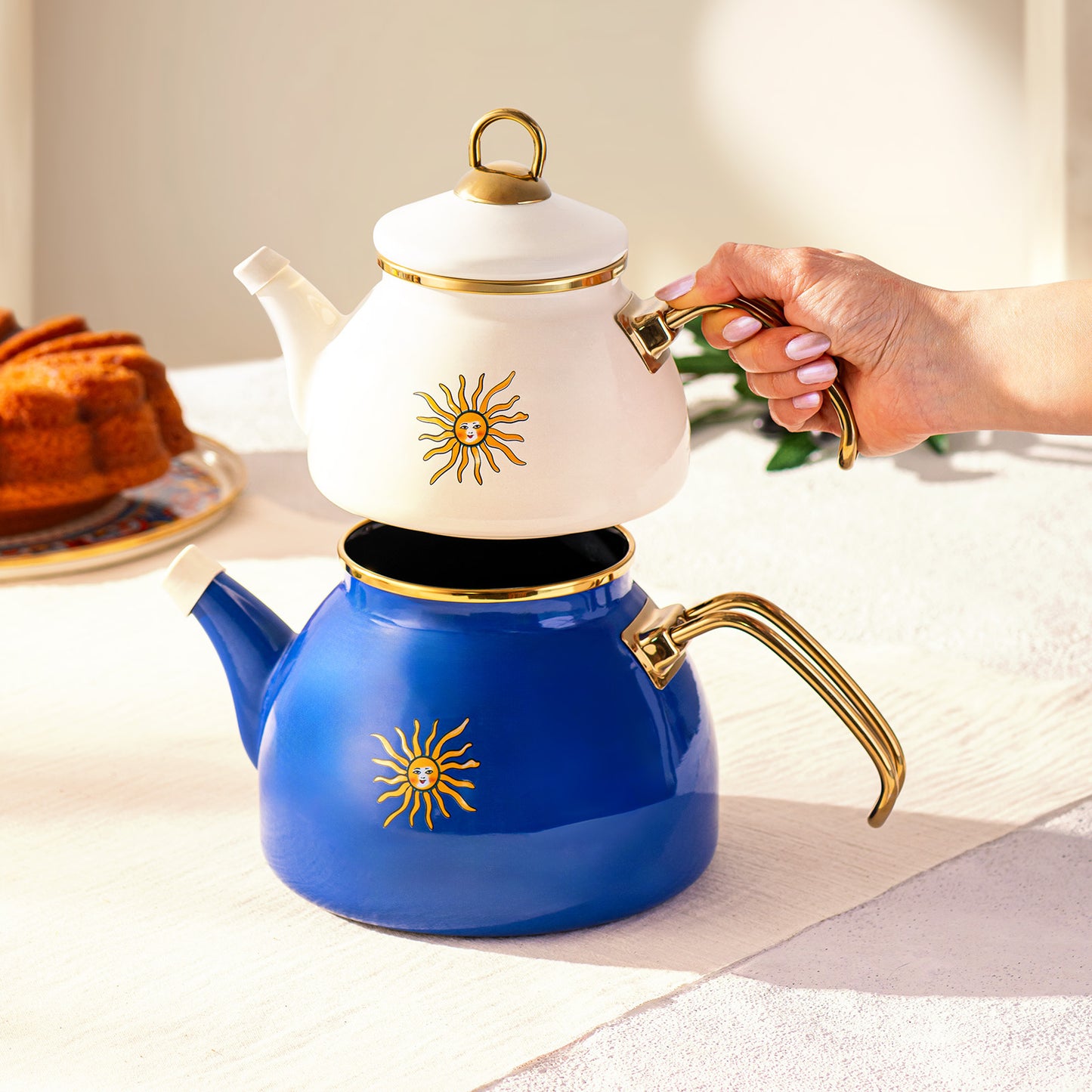 Emsan Solemar Enamel Midi Teapot Set 1.1 lt - 2.3 lt