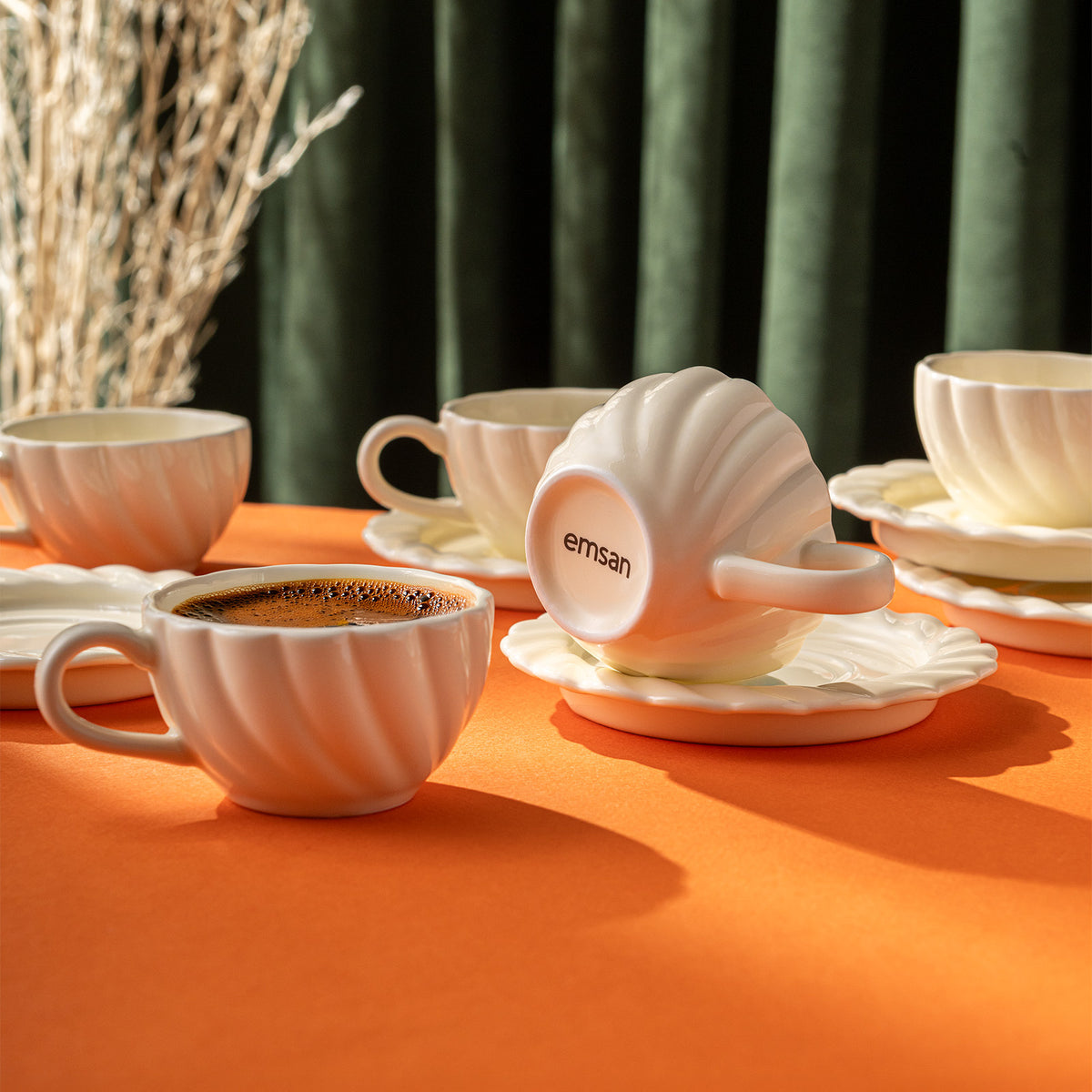 Emsan Sunshine Coffee Cup Set – 6 Person, 12 Piece